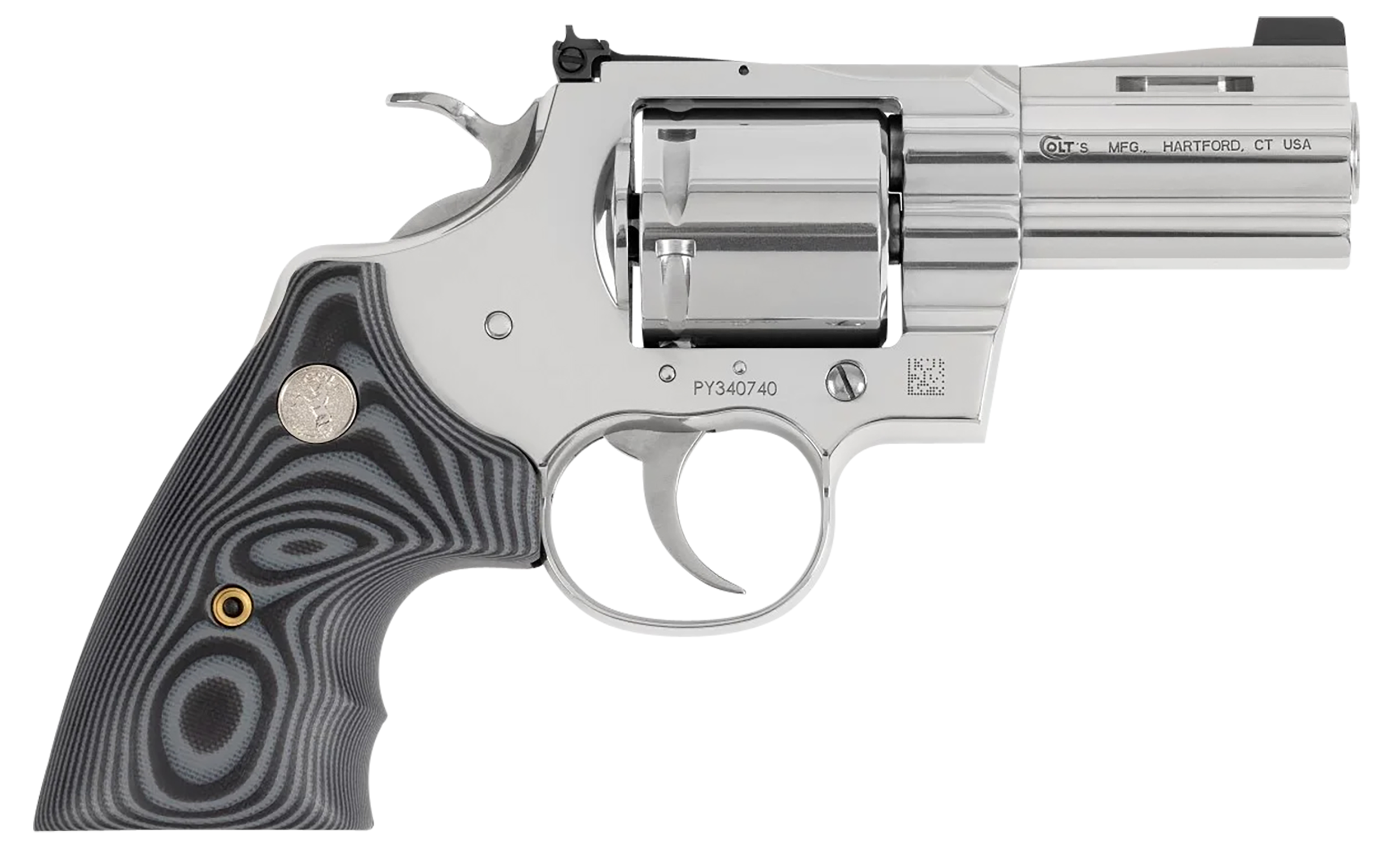 Colt Python 357 Magnum 3 Stainless Steel Combat Elite Front Night Sight