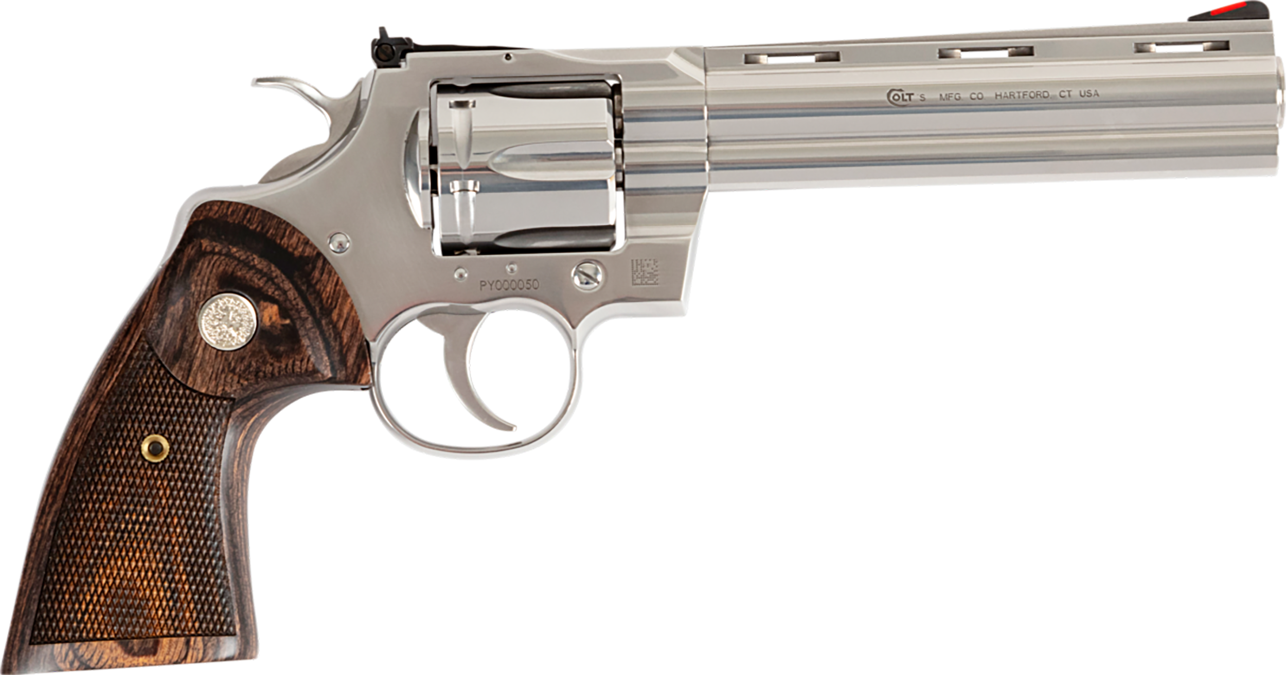 Focolt Python 357 Magnum 6 Stainless Steel Revolver with Adjustable Walnut Green Sight