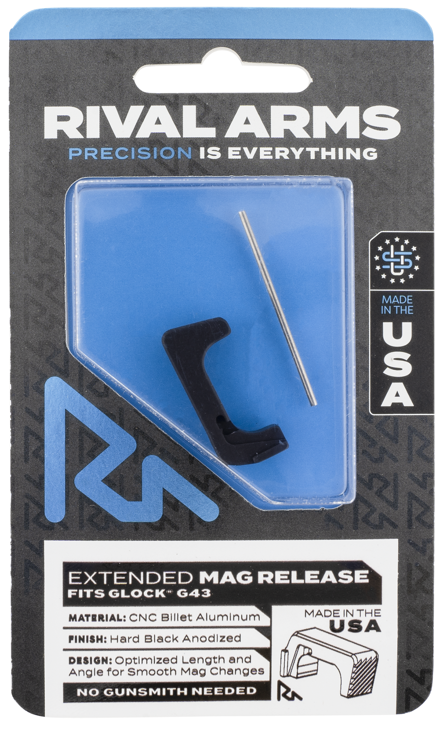 Rival Arms Black Anodized Magazine Release for Glock 43