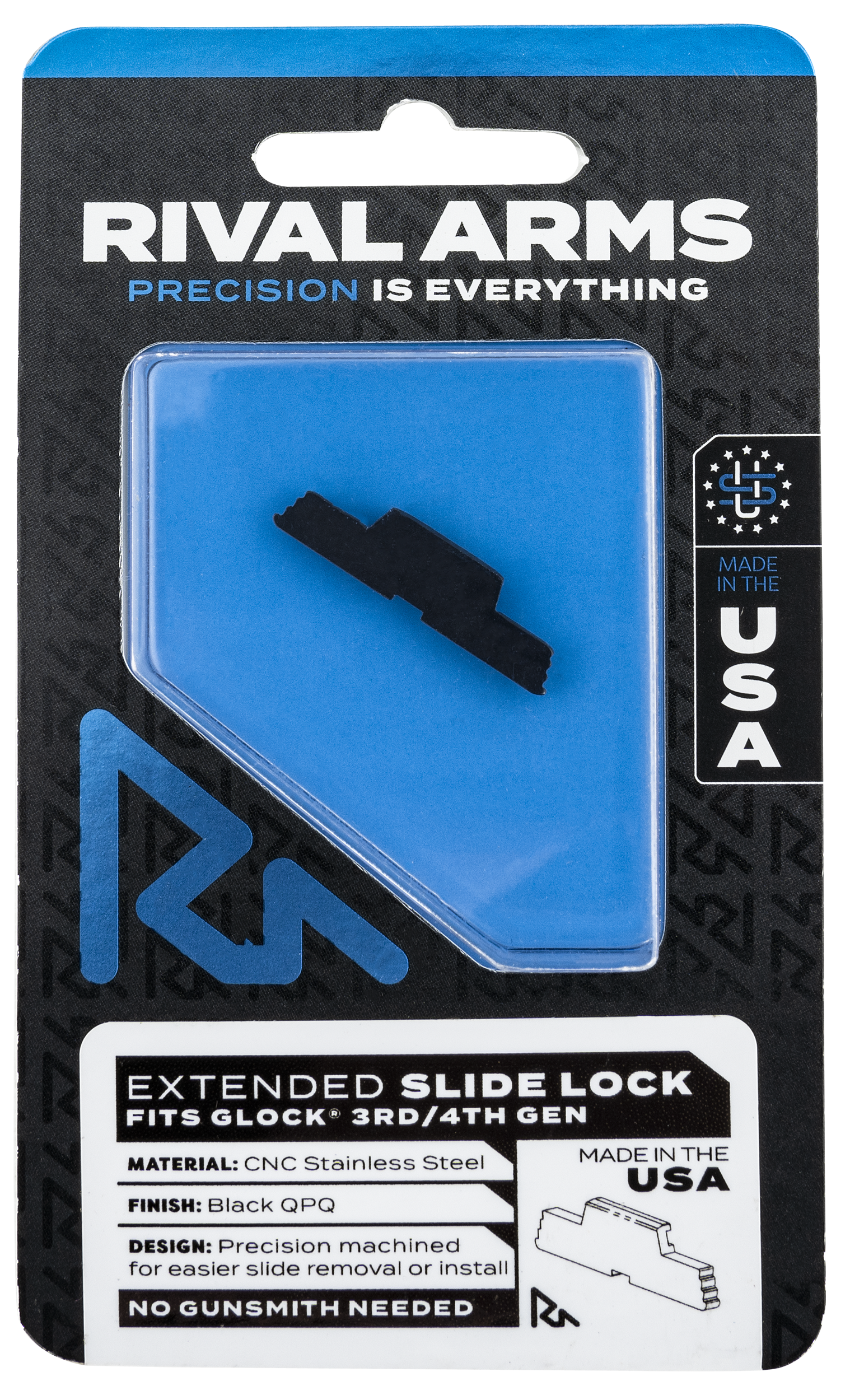 Rival Arms Stainless Steel Slide Lock for Glock Gen 3/4
