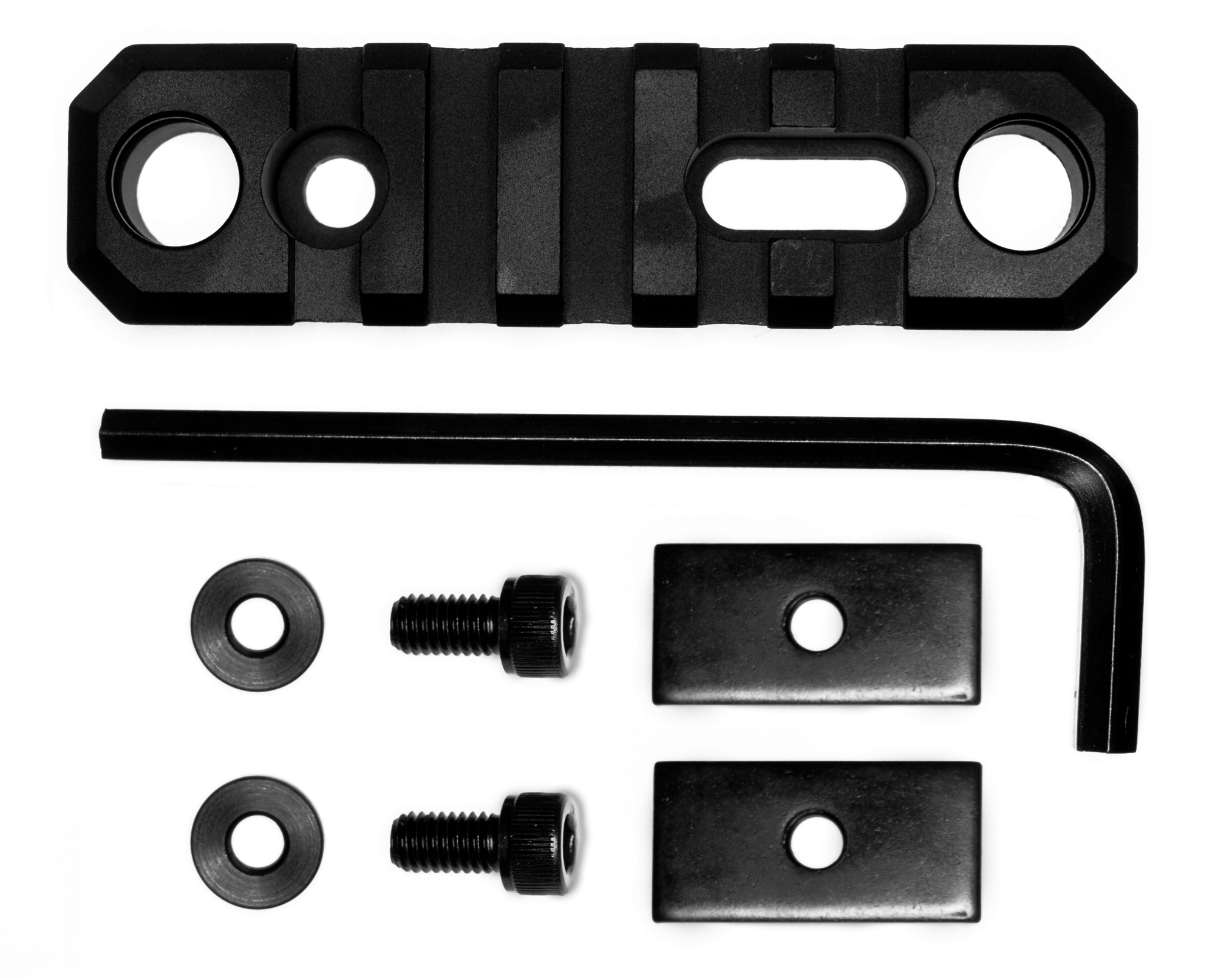 GrovTec Stock AR Aluminum 5-Slot Picatinny Rail, 3.1" L, Type III Anodized Black - GTSW192