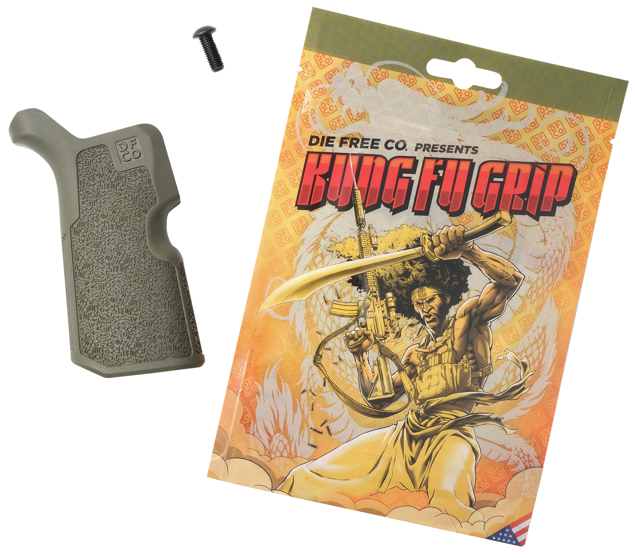 Die Free Co Kung Fu Grip Olive Drab Nylon for AR Platforms