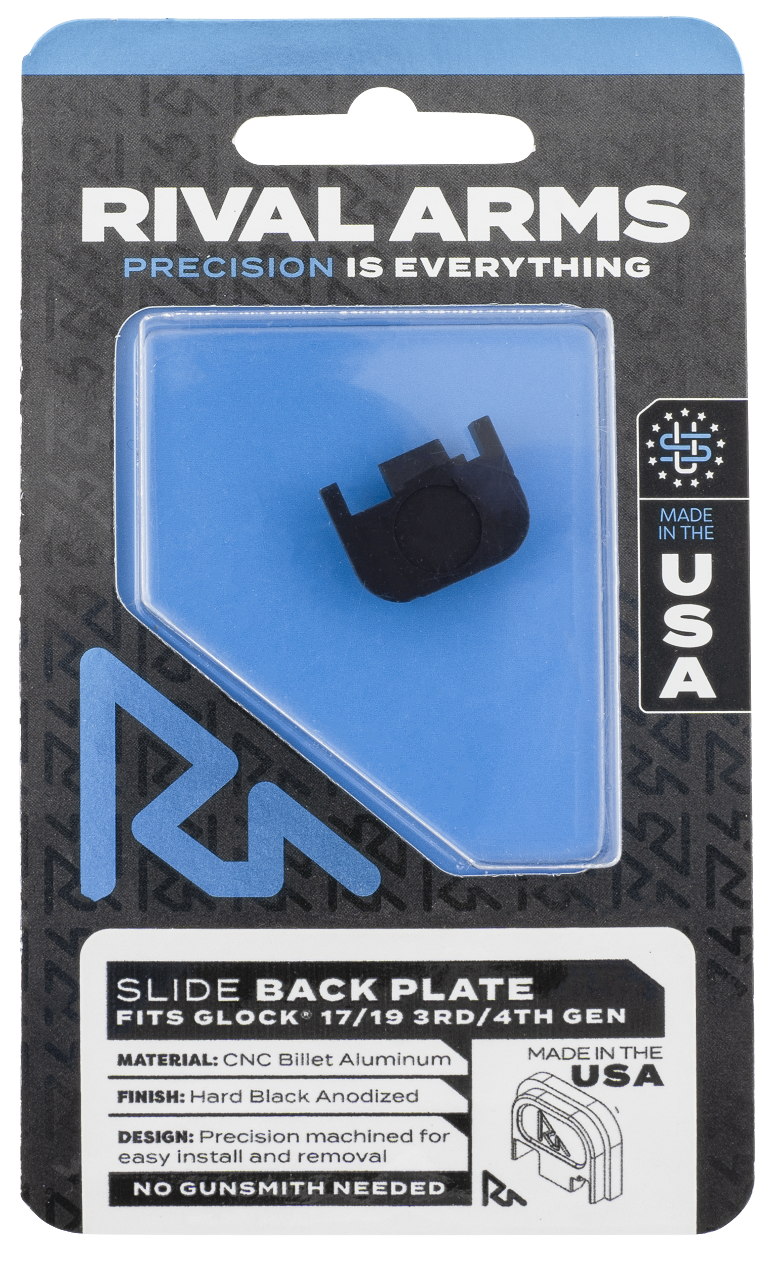 Rival Arms Aluminum Slide Cover Plate for Glock Gen3/4 Black