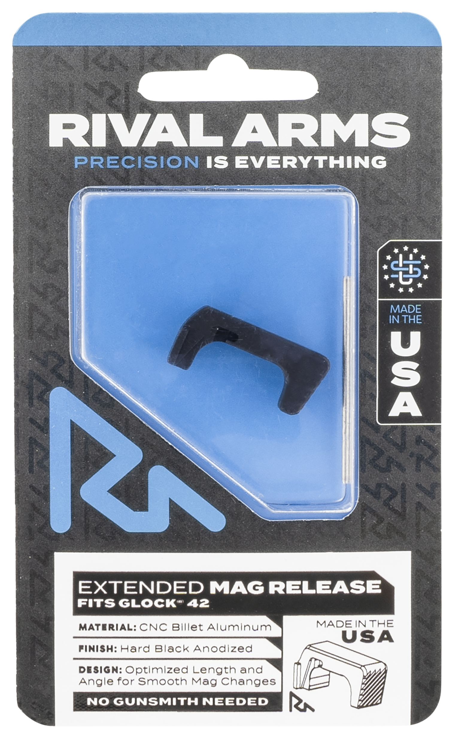 Rival Arms RA72G005A Magazine Release  Glock 42 Extended Black Anodized Aluminum