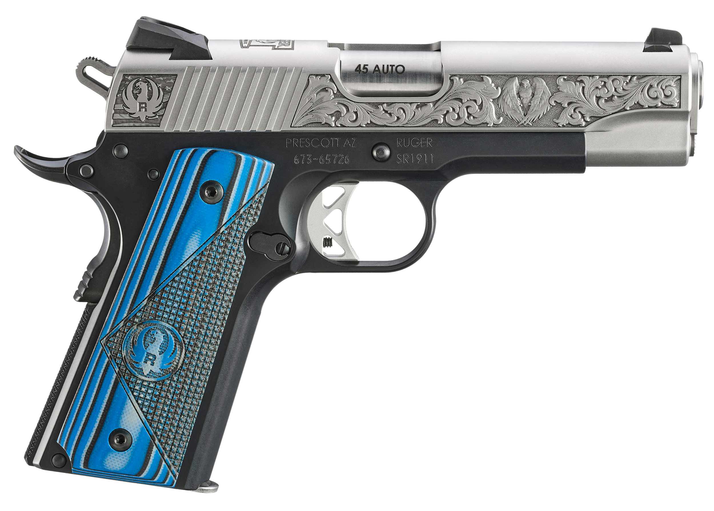 Ruger(R) - 16702 - SR1911 Newport NH Edition 45 ACP 7+1 4.25" Semi-Auto Stainless Black Pistol