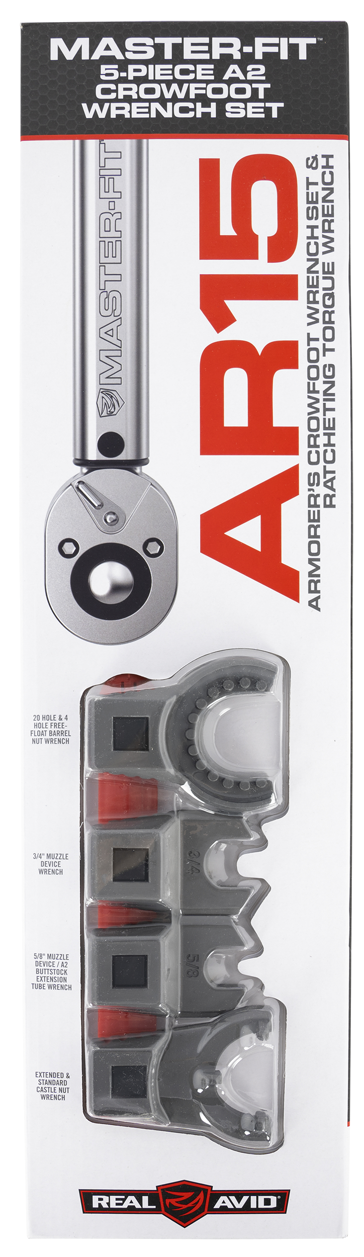 Real Avid MasterFit 5 Piece Gray Red Crowfoot Wrench Set