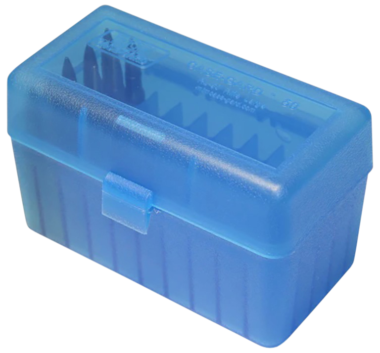 MTM CaseGard Ammo Box Clear Blue 50rd Polypropylene