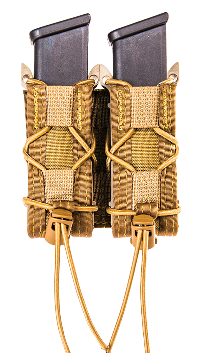 High Speed Gear 11PT02CB TACO MOLLE Double Pistol Magazine Pouch Coyote Brown Nylon w/Polymer Divider