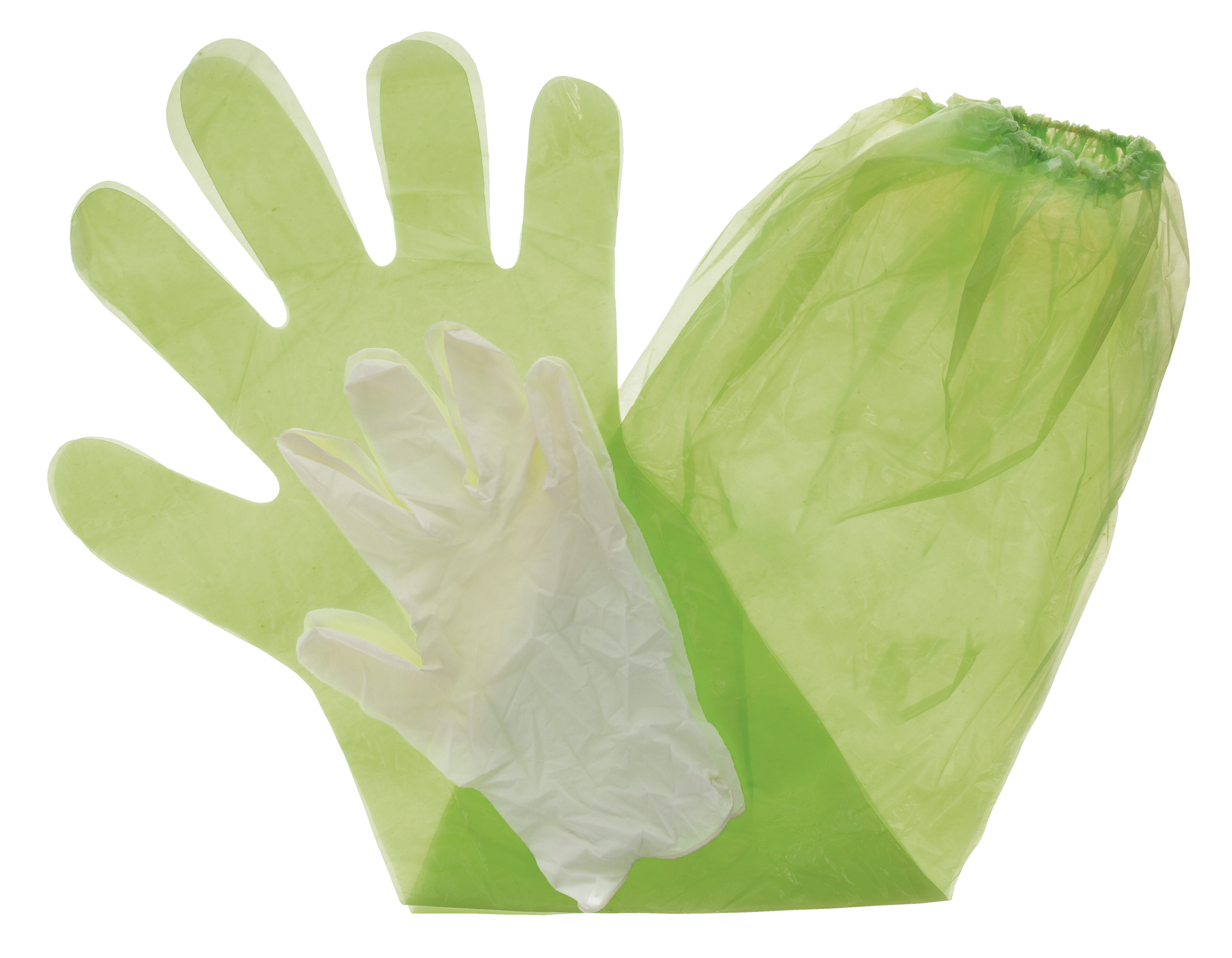 HME Green Shoulder Length and Form Fitting Gloves with Towelette