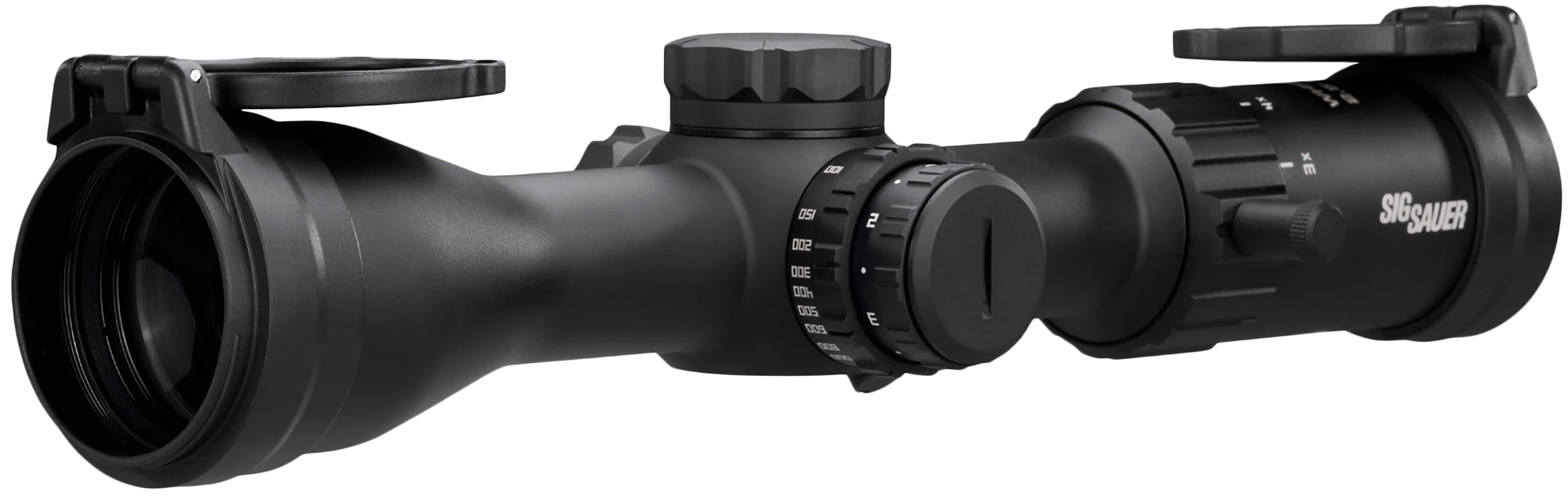 Sig Sauer Whiskey4 2.5-10x42mm Quadplex Reticle 30mm Tube SFP Capped 0.25 MOA Adjustment Black Scope