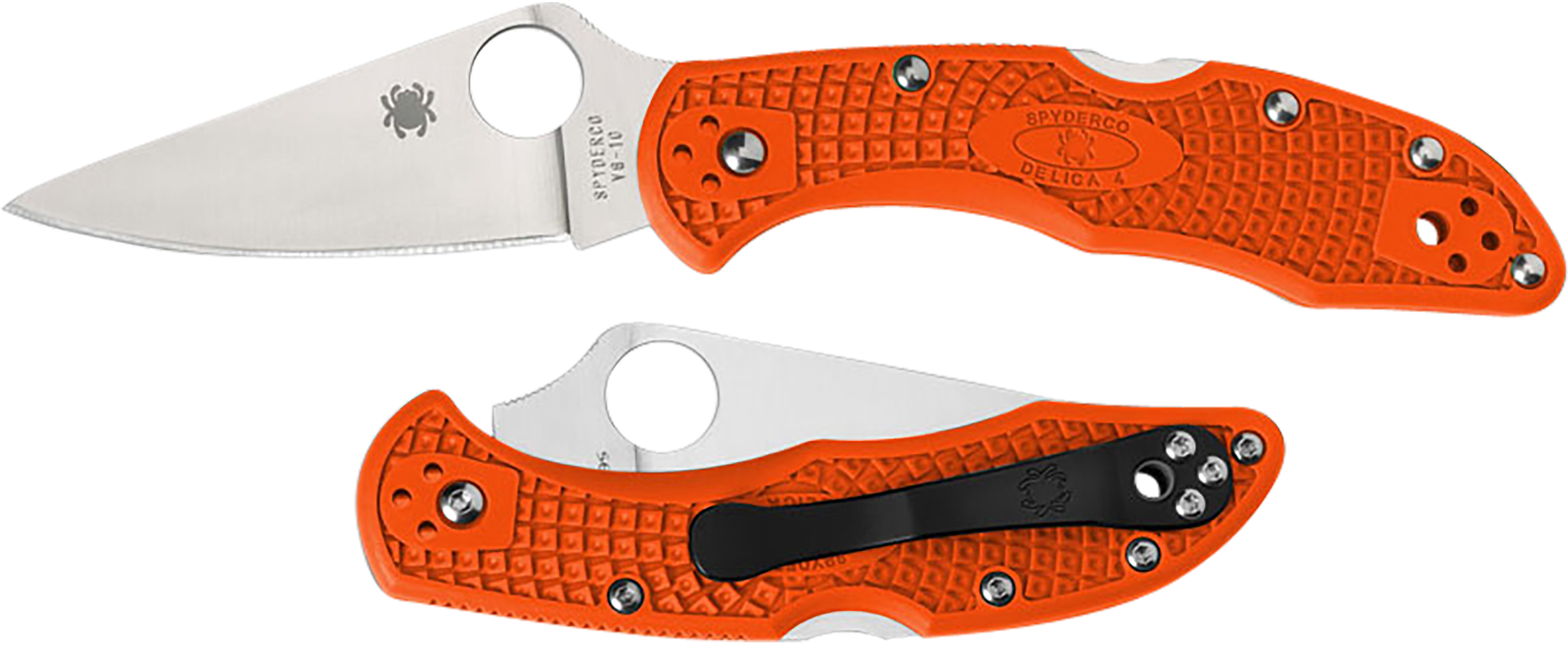 Spyderco Delica 4  Lightweight Flat Ground Plain Edge Knife, Orange - C11FPOR
