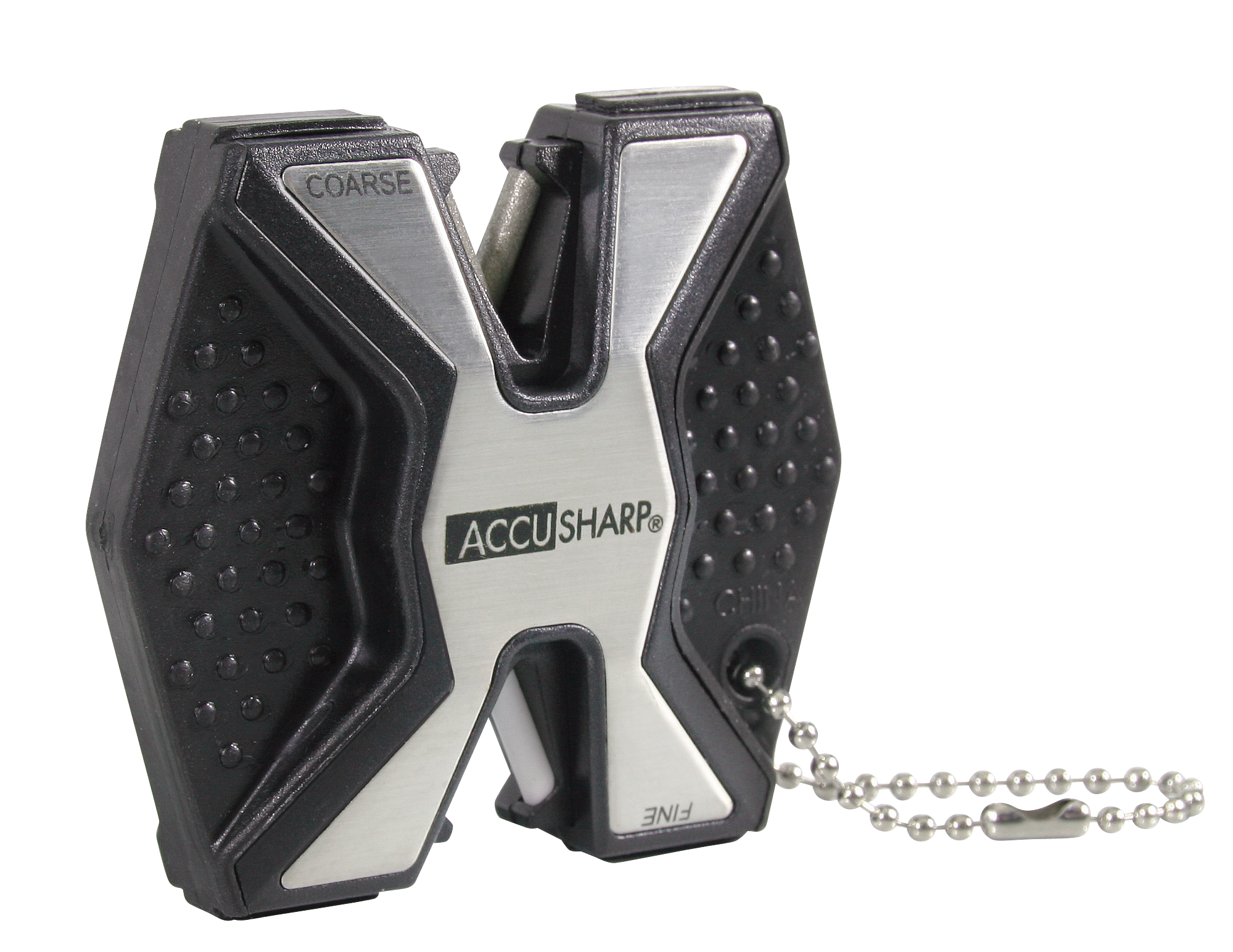 Accusharp 017C Diamond Pro 2-Step Fine, Coarse Diamond/Ceramic Stone Sharpener Aluminum Handle Black/White