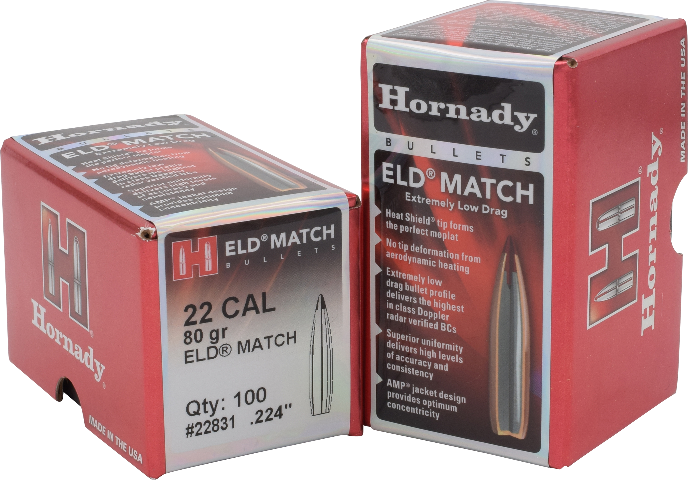 Hornady 22 Caliber 80gr ELD Match Target Projectiles 100/Box