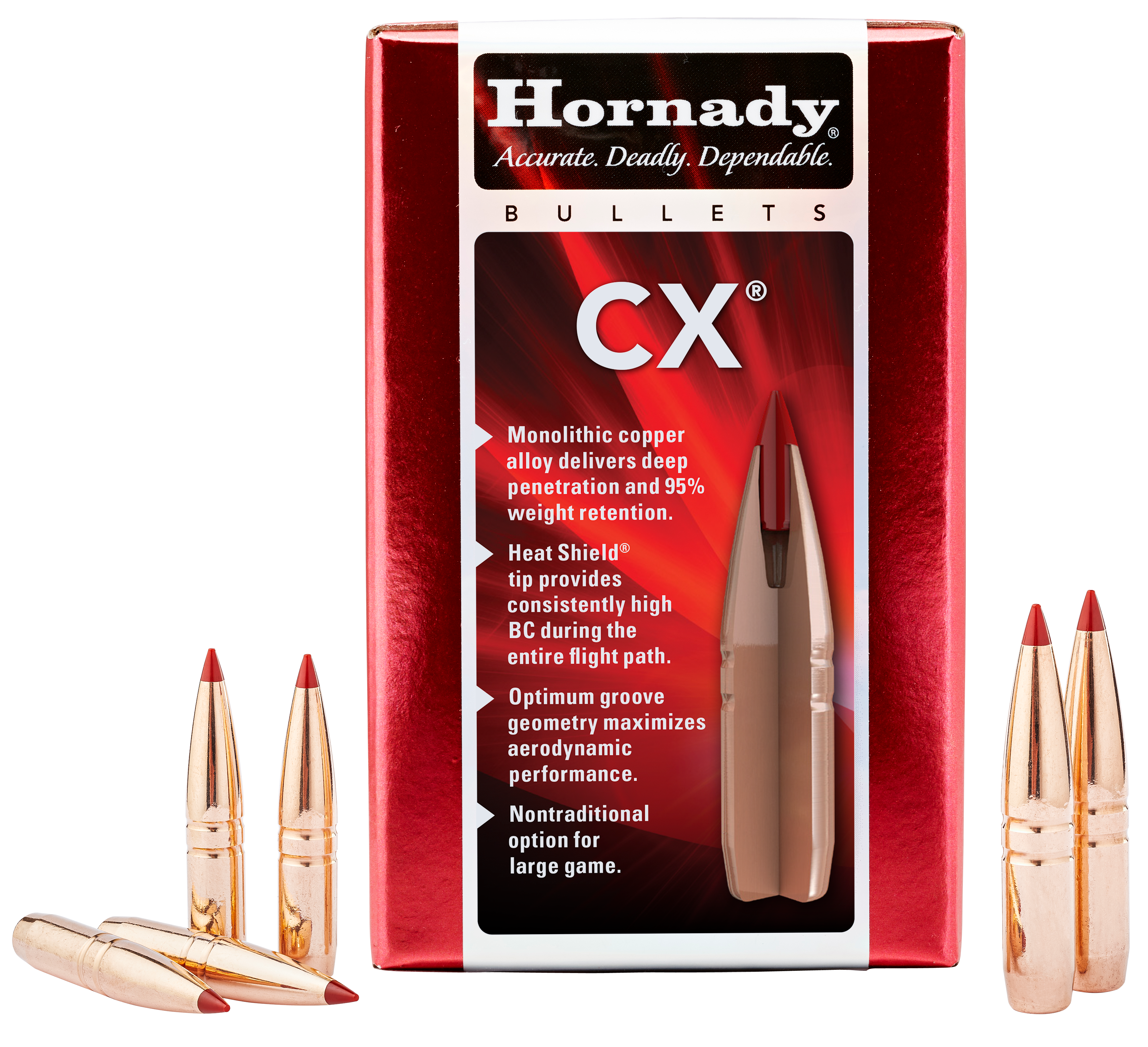Hornady 338 Cal 185gr CX Copper Solid Projectiles 50/Box