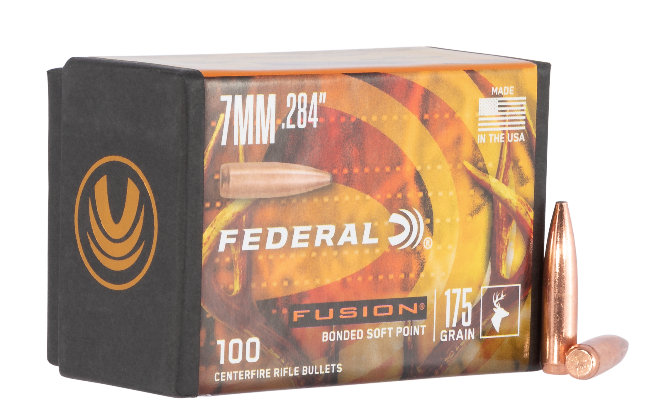 Federal FB284F4 Fusion Component  7mm .284 175 gr Fusion Soft Point 100 Per Box