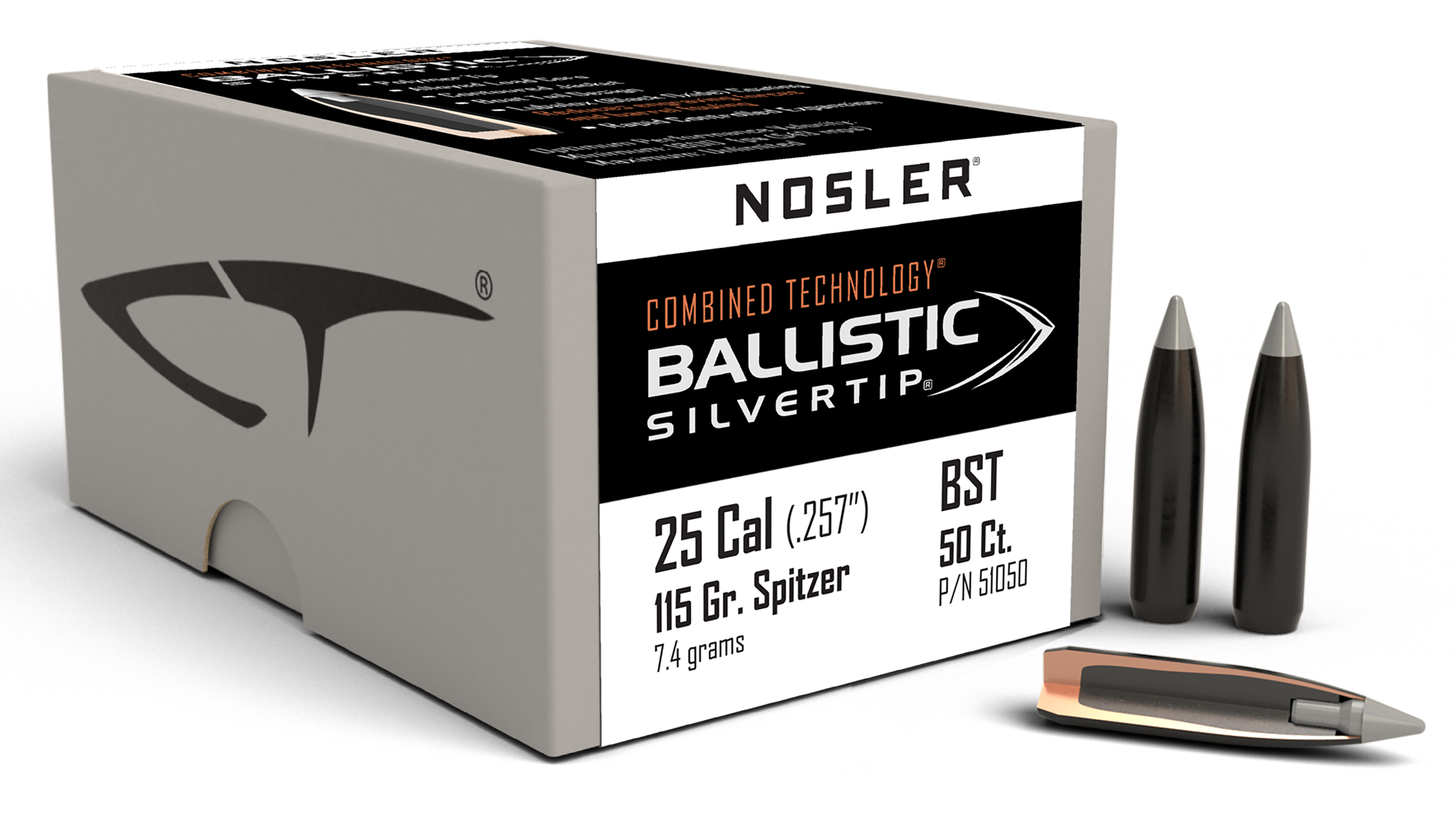 Nosler Ballistic Silvertip 25 Cal 115gr Hunting Projectiles