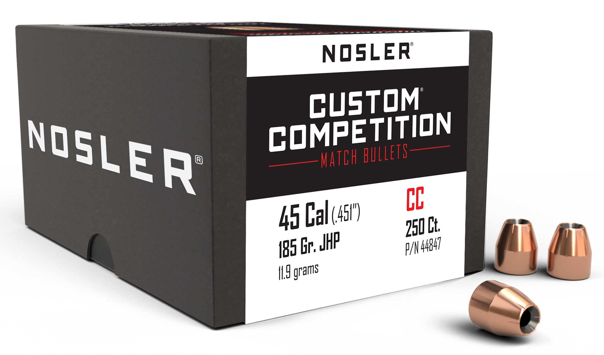 Nosler Custom Competition 45 Caliber 185gr JHP 250 Box