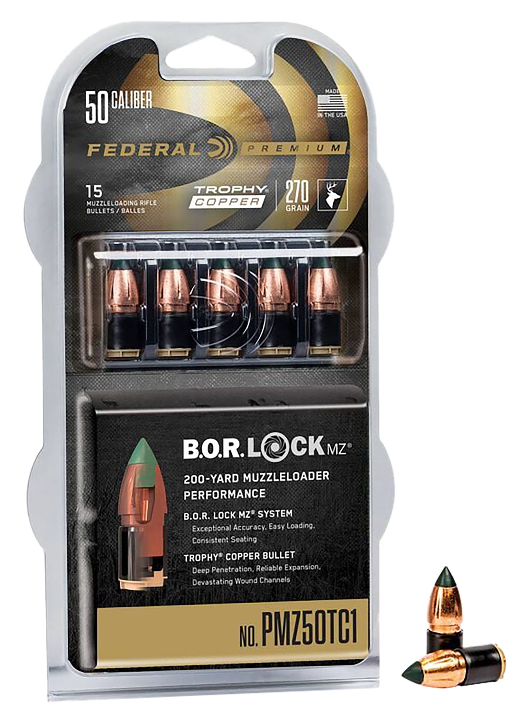 Federal Premium 50 Cal 270gr Trophy Copper Projectiles 15pk