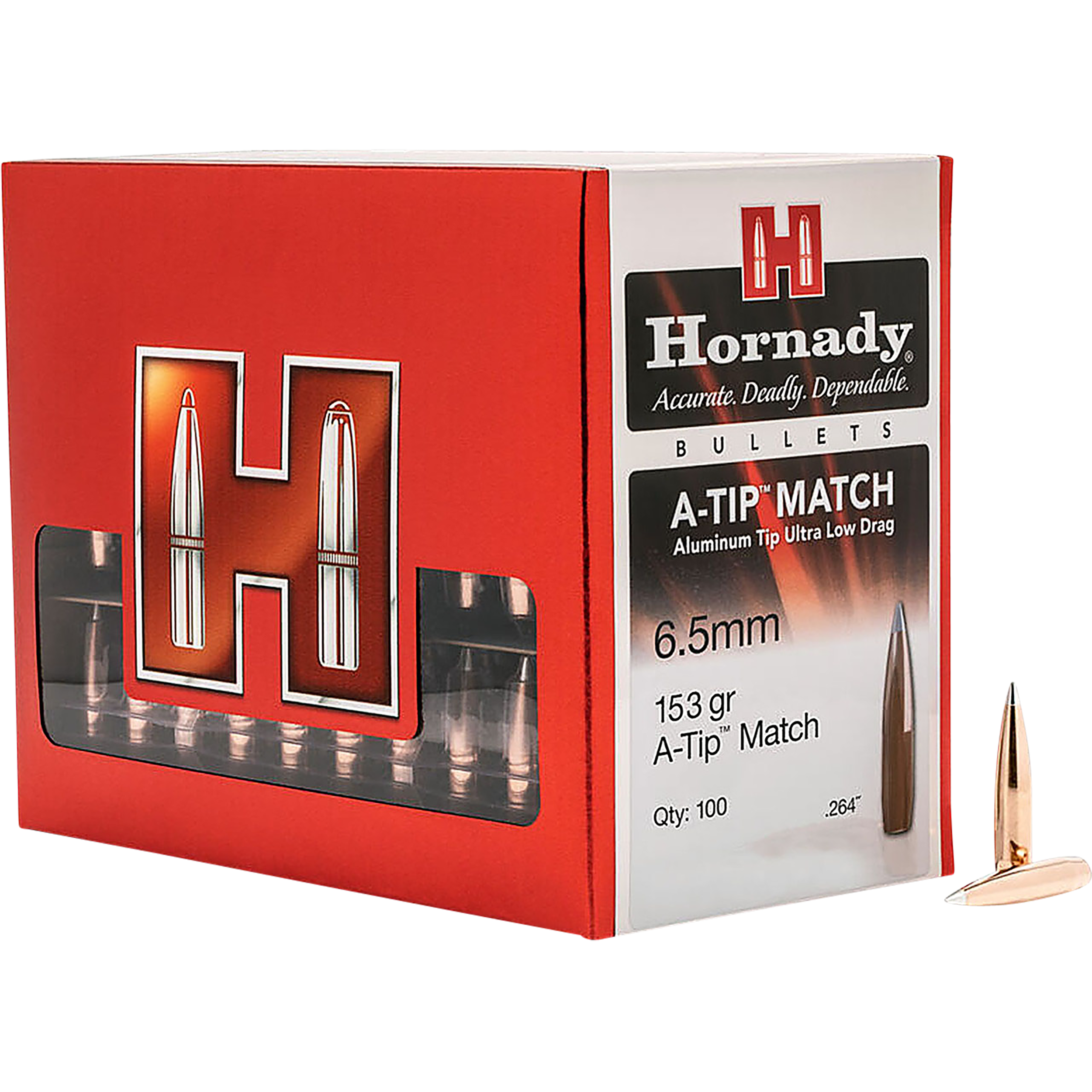 A-Tip Match 6.5mm (0.264'''') Aluminum Tipped Rifle Bullets - A-Tip Match 6.5mm Cal. (0.264'''')153gr Aluminum Tip-Bt 100/Box