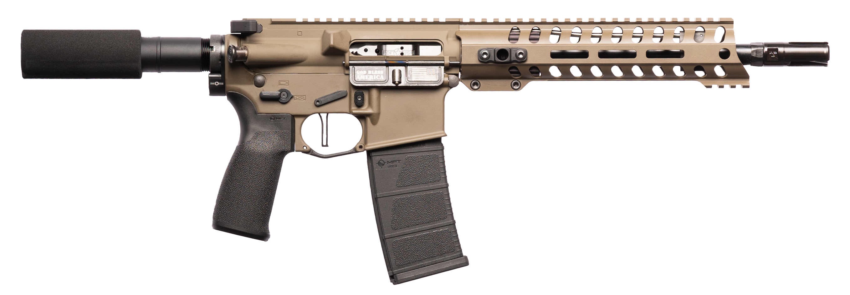 Patriot Ordnance Factory Minuteman DI 5.56x45mm NATO 10.5 30 Round Patriot Brown Black Buffer Tube/Stock Tactical Pistol