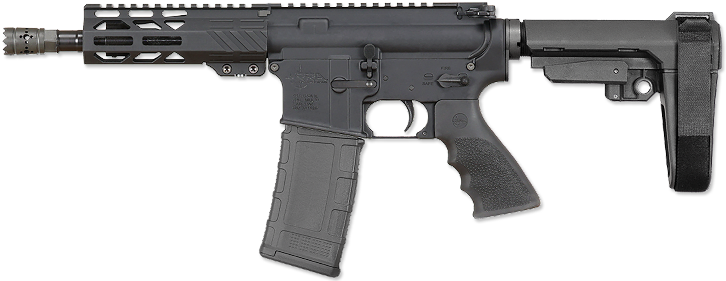 Rock River Arms BLK2132 LAR-15M  300 AAC Blackout 30+1 8 Black M-LOK Handguard, Black Aluminum Picatinny Rail Receiver, Black Polymer SB Tactical SBA3 Brace, Black Hogue Rubber Grip