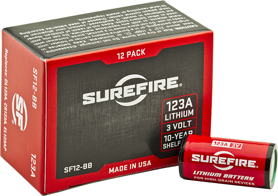 SureFire High Performance Lithium Batteries RedBlack