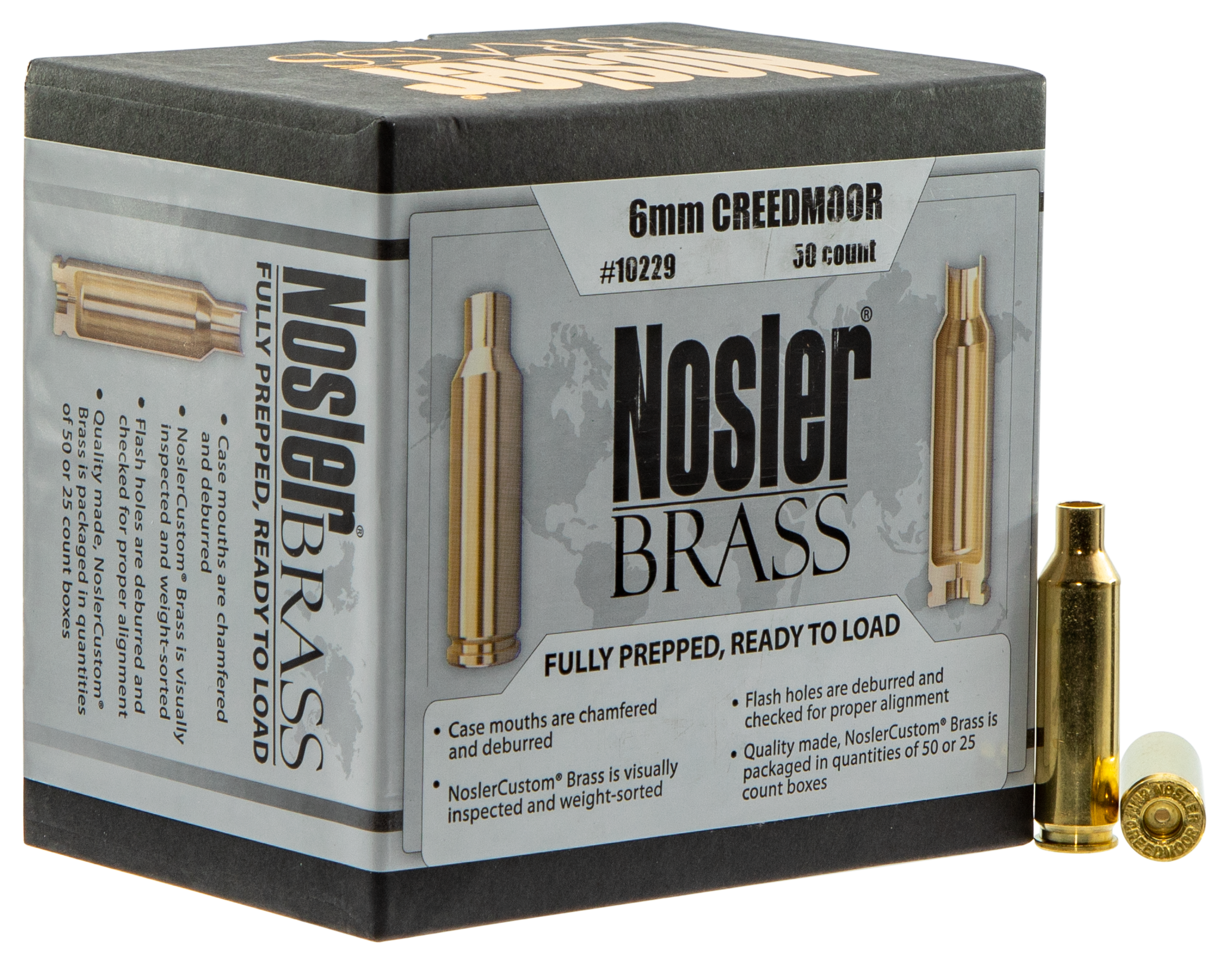 Nosler Brass Nos 10229 Custom Brass 6mm Creedmoor 50
