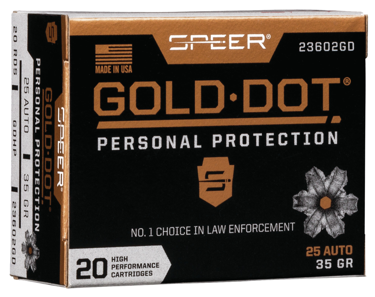 Speer Gold Dot 25 ACP 35 Grain Hollow Point 23602GD (Box)
