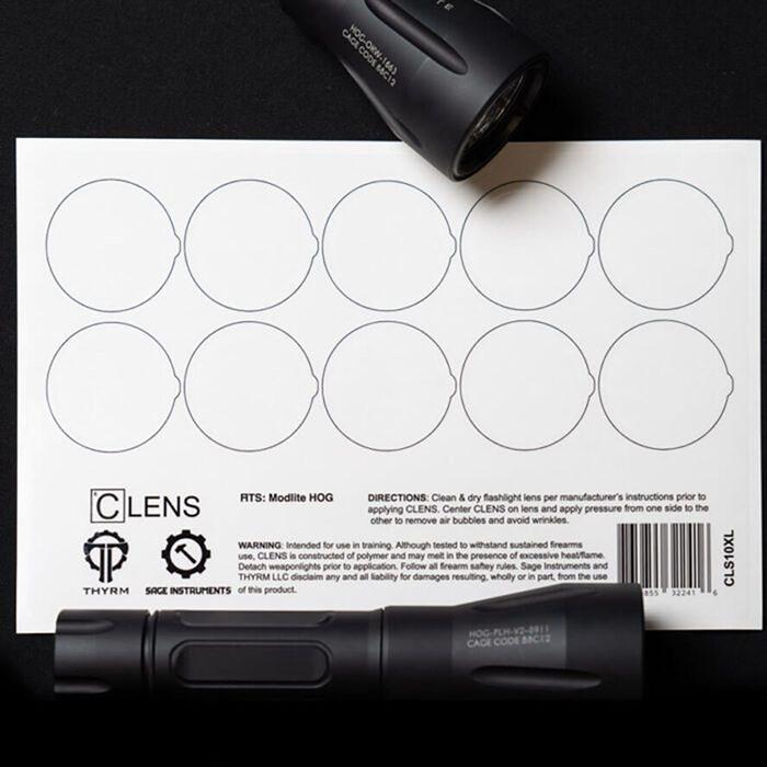 Clens 10XL Lens Protection Half Sheet  XL Size for Flashlights  Weapon Lights