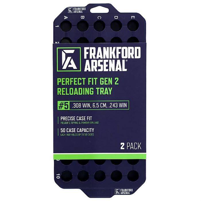Frankford Arsenal Perfect Fit Gen 2 Reloading Tray #5 6.5 Creedmoor, 243 Winchester, 308 Winchester 50-Round Blue 2PK
