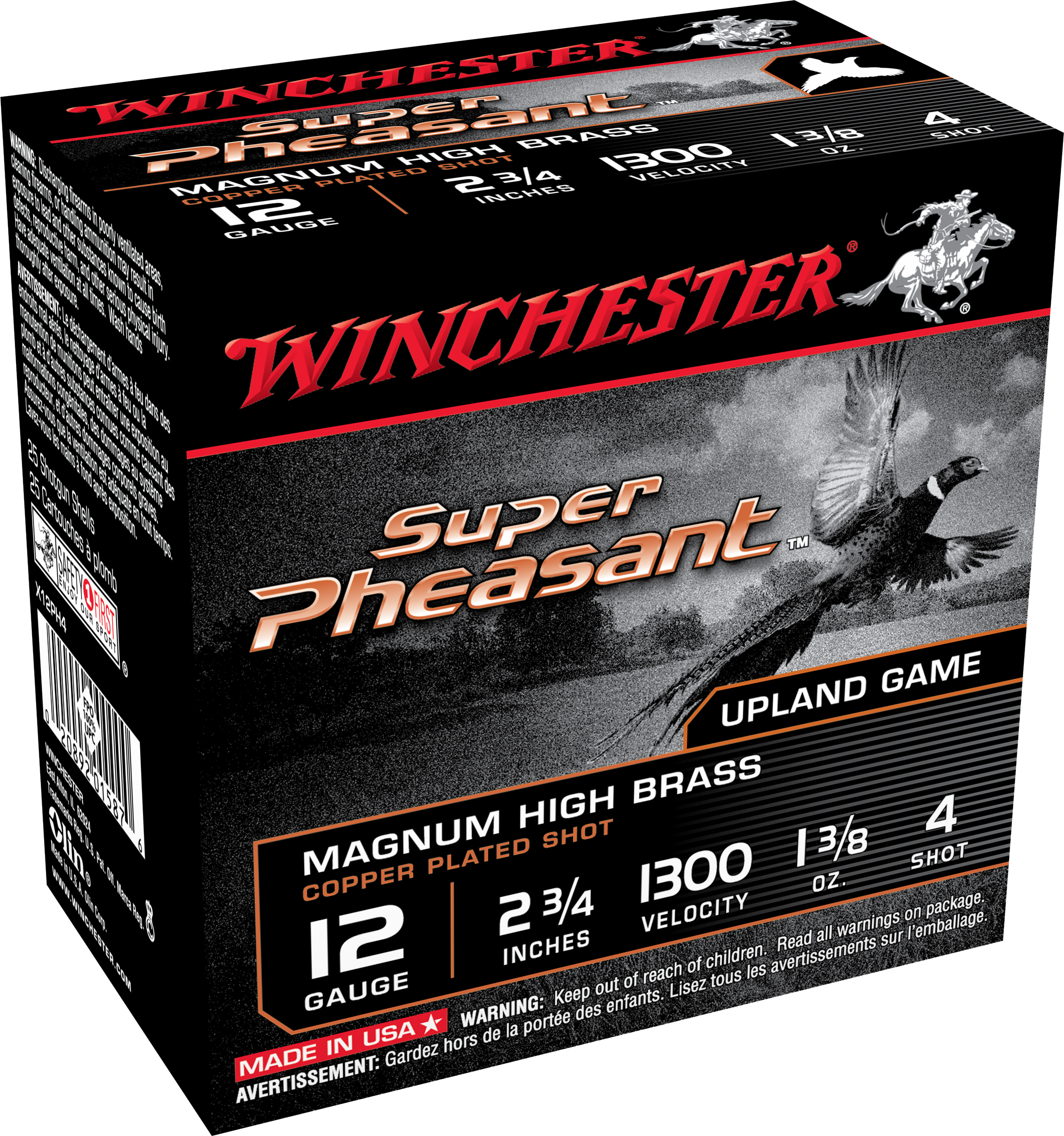 Winchester Super Pheasant 12 Gauge 2.75 1 3/8 oz 4 Shot X12PH4 (Box)