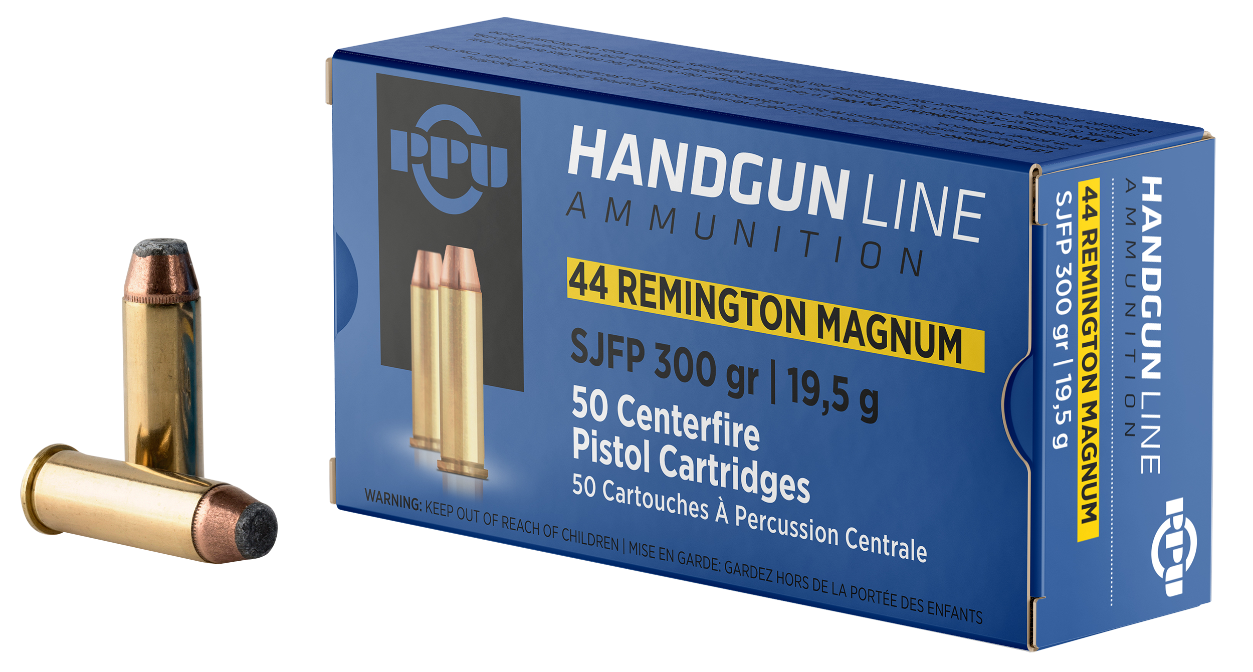 PPU Handgun 44 Rem Mag 300 Gr SJFP 50 Rounds (Box)