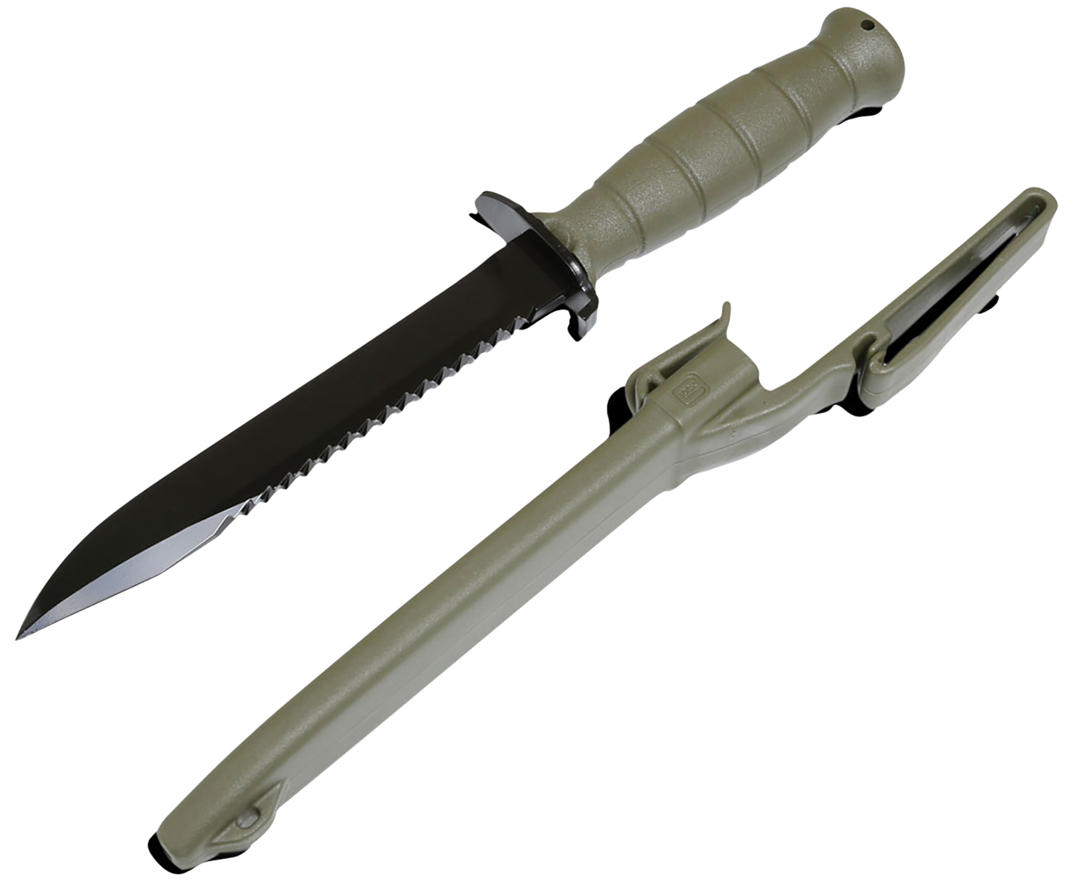 Glock Field Knife Fixed Blade Knife Battlefield Green Plain Root Saw 6.5" KF039181 1095 Carbon