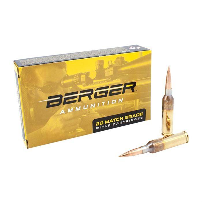 Berger Match Grade 6mm Creedmoor Ammo 105 Grain Hybrid Target Jacketed Hollow Point Box of 20