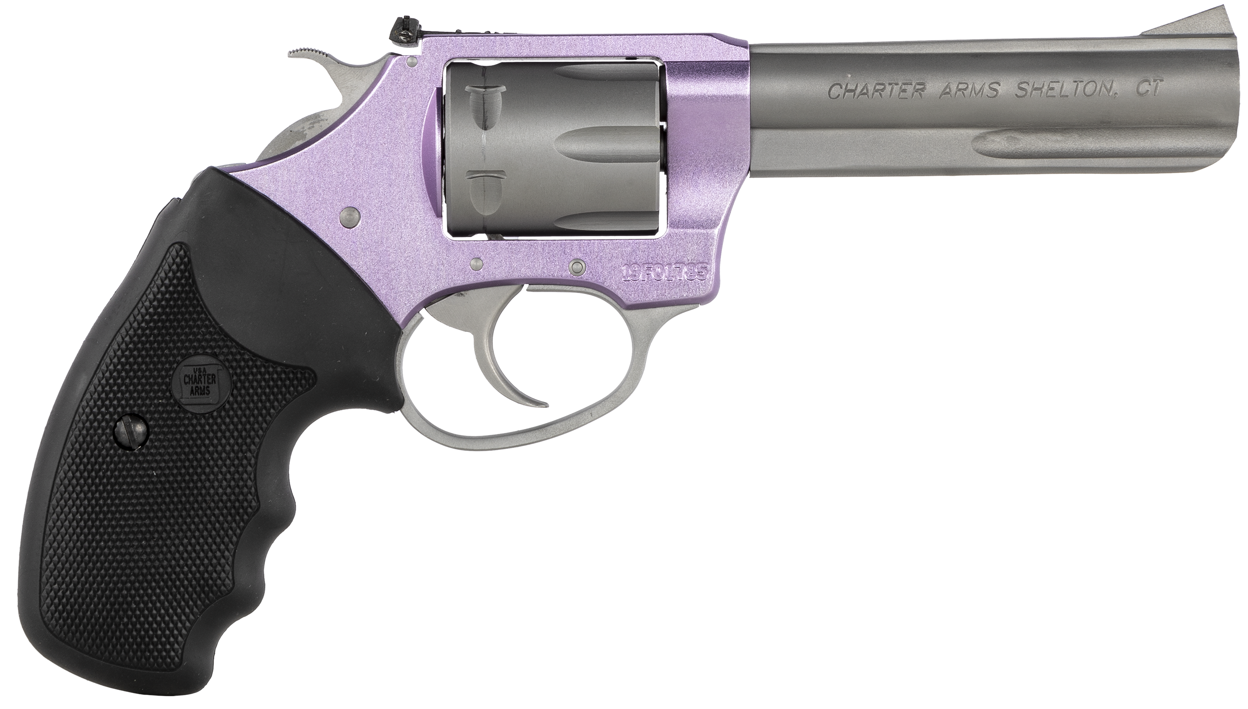 Charter Arms 52242 Pathfinder Lite  22 LR 6 Round 4.20 Stainless Lavender Aluminum Black Rubber Grip