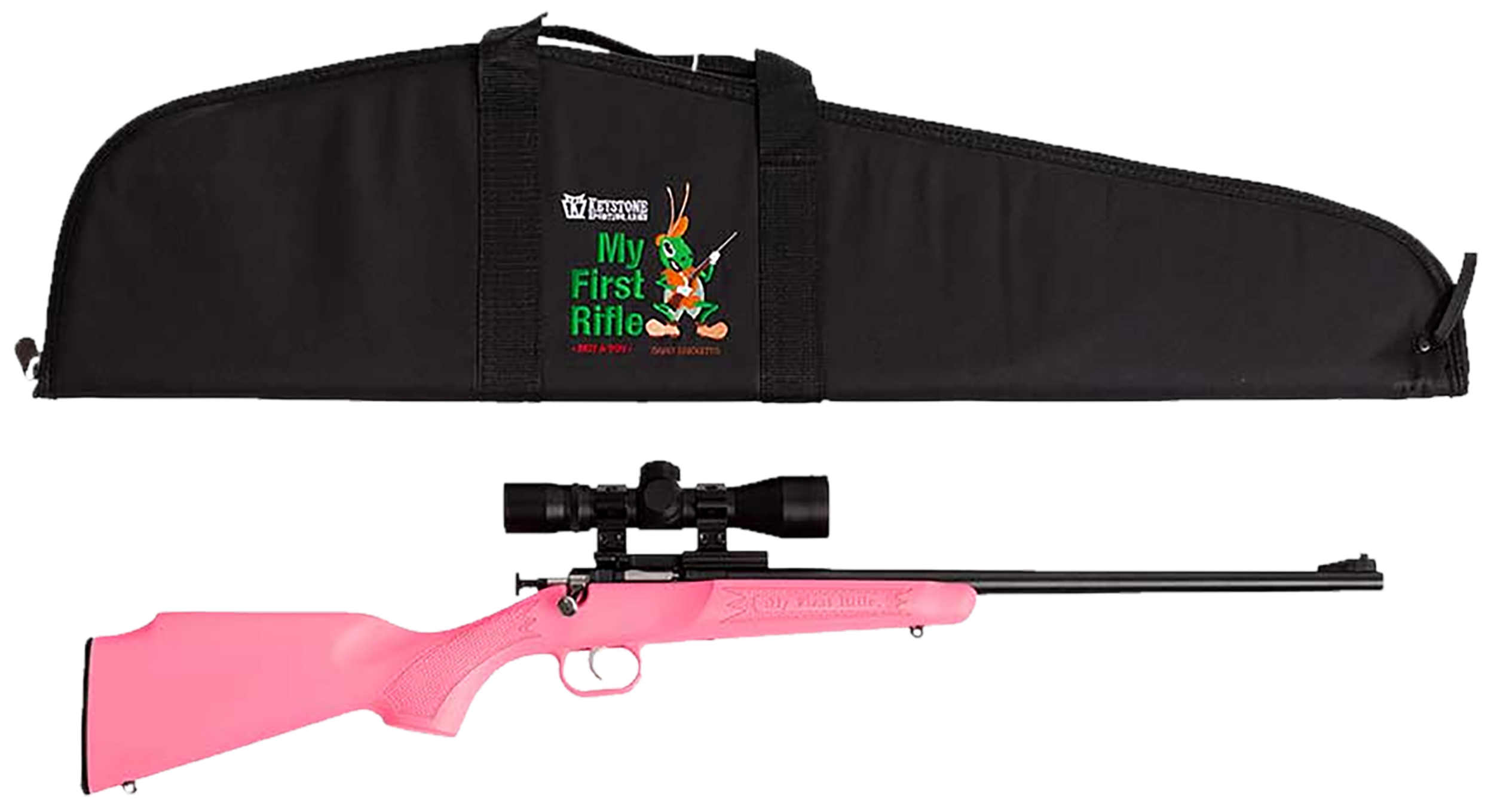 Crickett Single Shot Synthetic Package Bolt 22 LR 16.12 Scope Pink/Blued