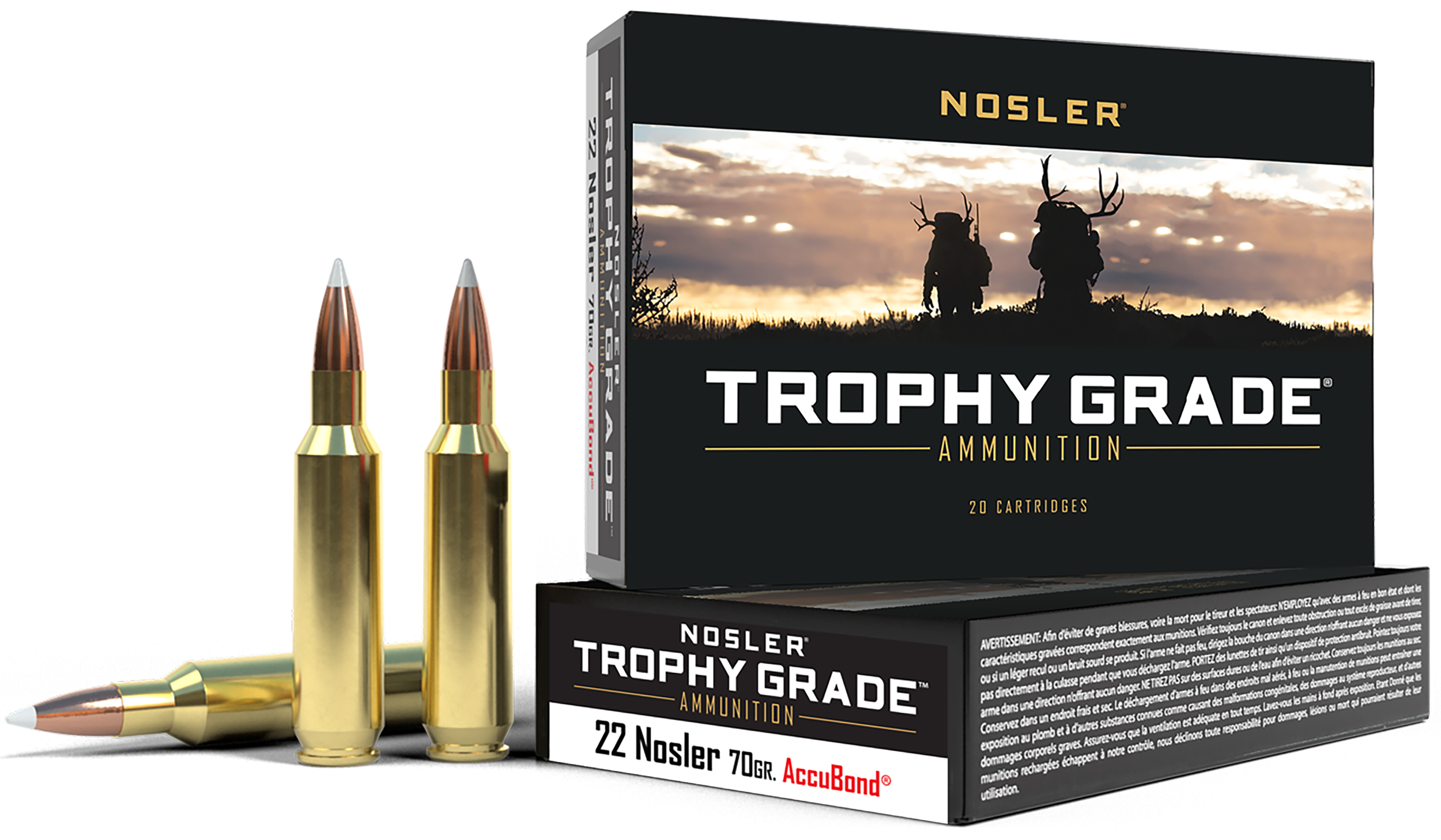 Nosler Trophy Grade 22 Nosler 70 Gr Nosler AccuBond (Box)