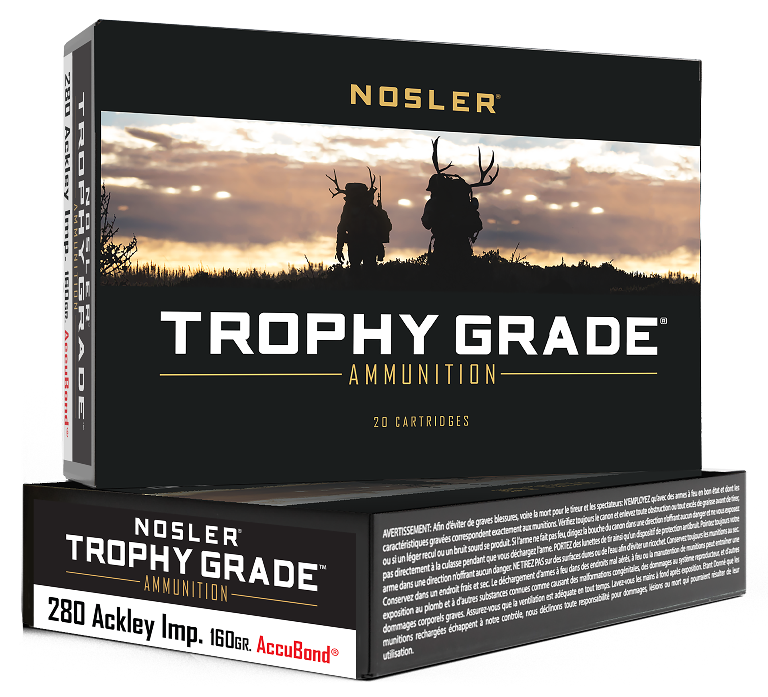 Nosler Trophy Grade 280 Ackley Improved 160 Gr Nosler AccuBond (Box)