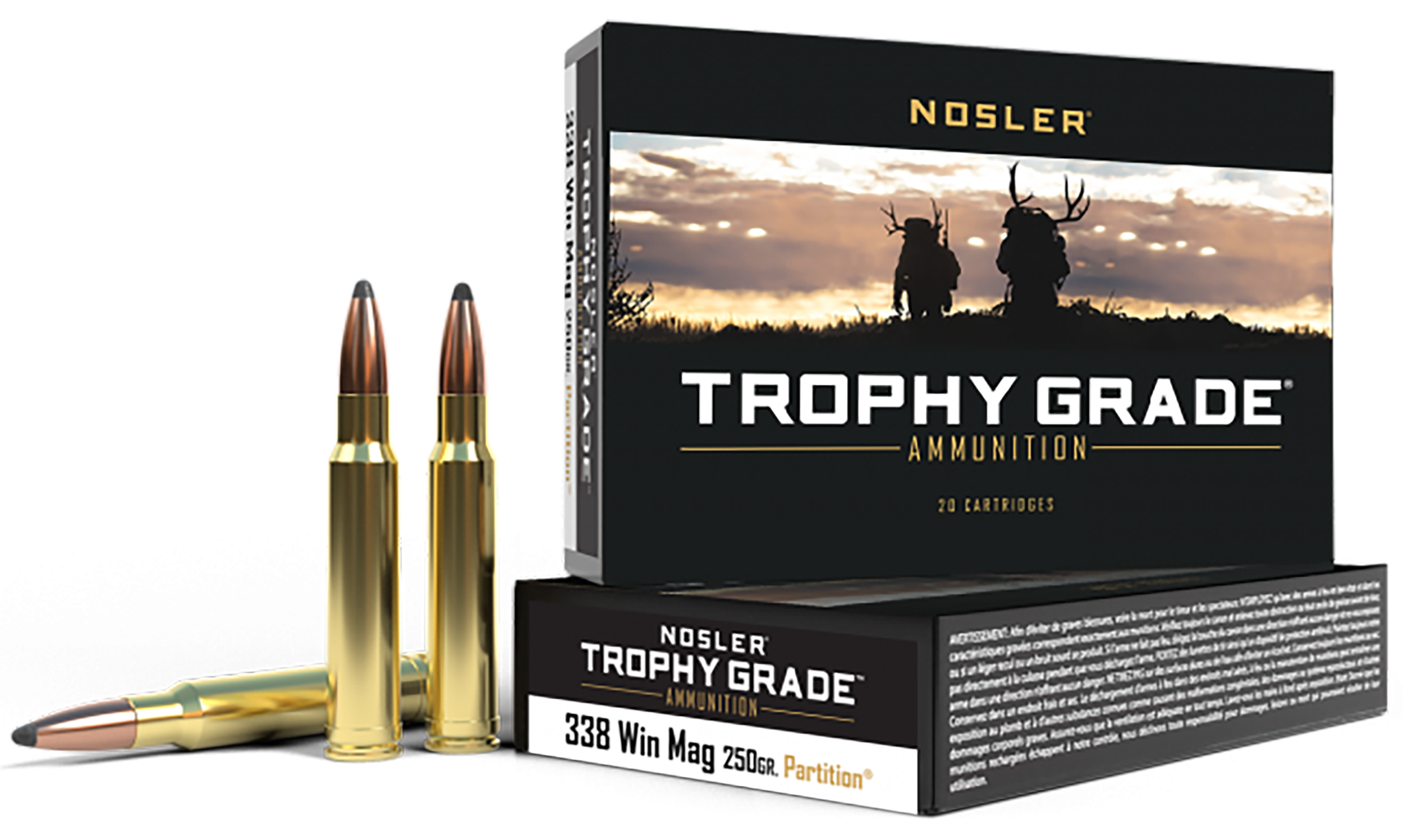 Nosler Trophy Grade 338 Win Mag 250 Gr Nosler Spitzer Partition (Box)