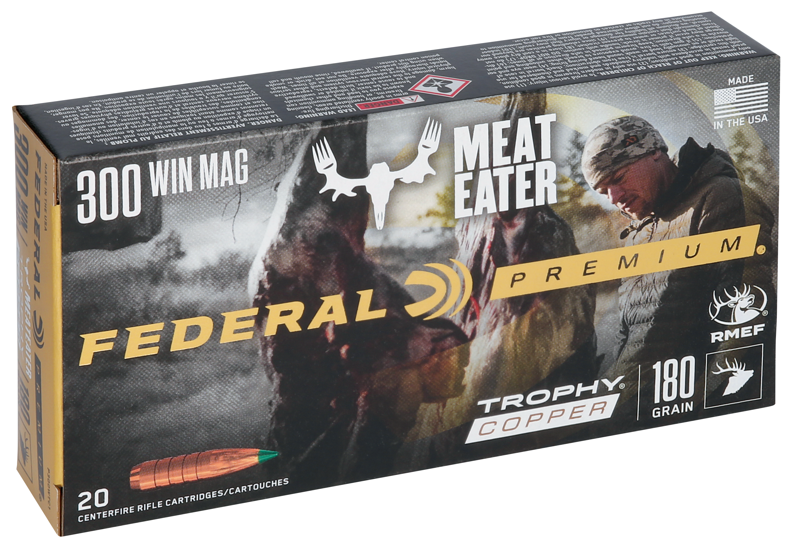 Federal Premium 300 Winchester Magnum Ammo 180 Grain Federal Trophy Copper Polymer Tip Lead Free Box of 20