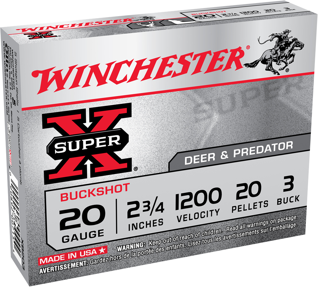 Winchester 20 Gauge 2.75 20 Pellets 3 Buck 1200 fps (Box)
