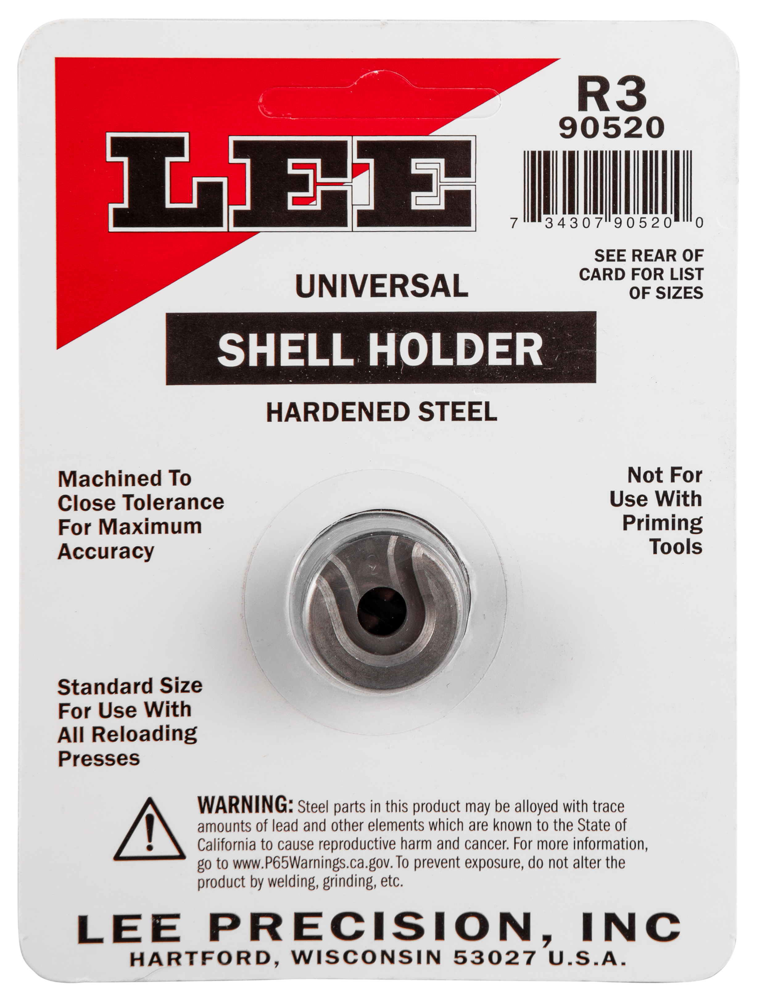 Lee Precision Universal Shell Holder #16R Silver Steel
