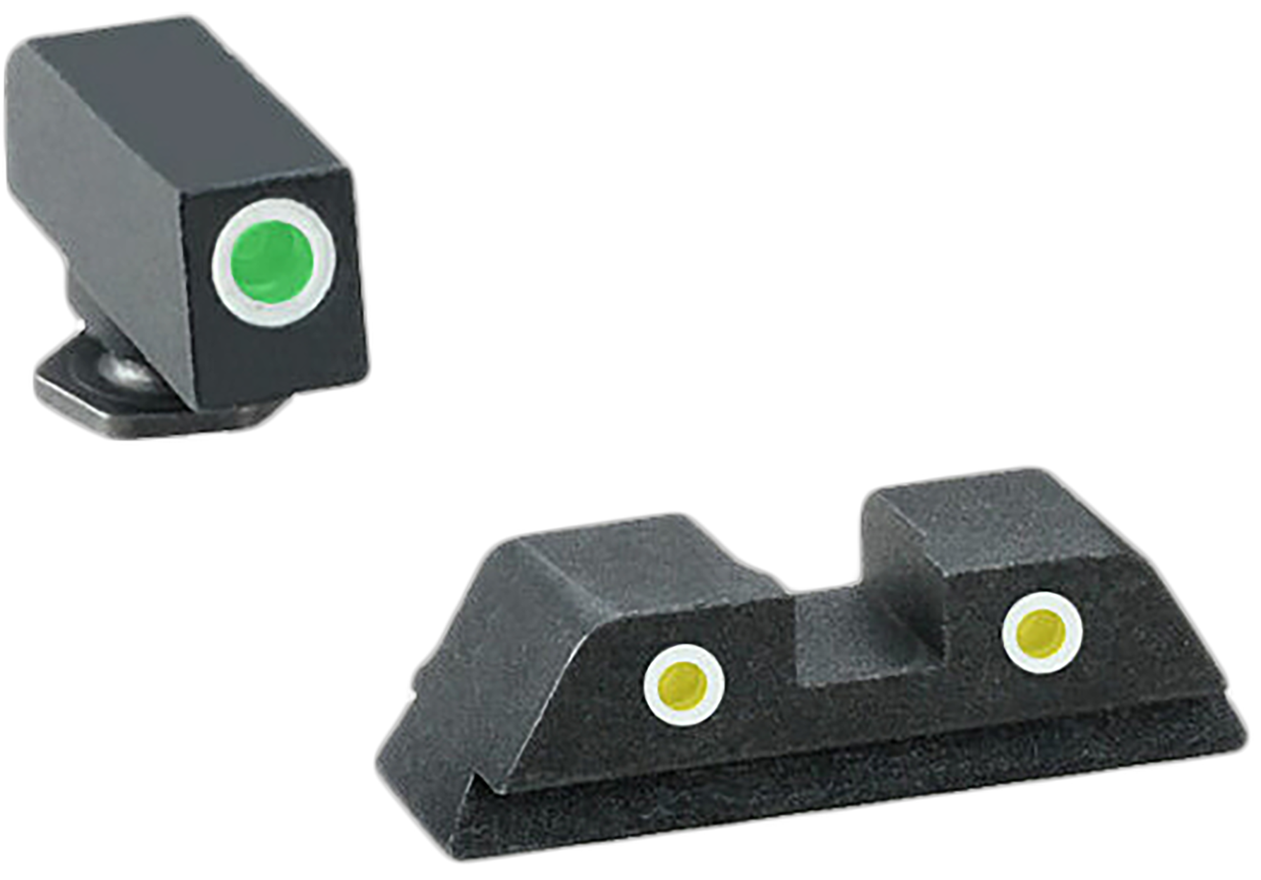 AmeriGlo Classic Self-Luminous 3 Dot Night Sight Set for Glock 17 Pistol, Green with White Outline Front, Yellow with White Outline Rear - GL115