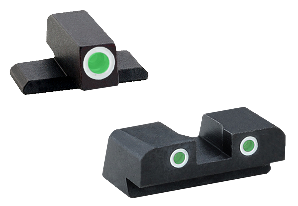 AmeriGlo XD191 Classic 3 Dot Night Sight Springfield XD/XD-S/XD(M) Tritium Green w/White Outline Front Tritium Green w/White Outline Rear