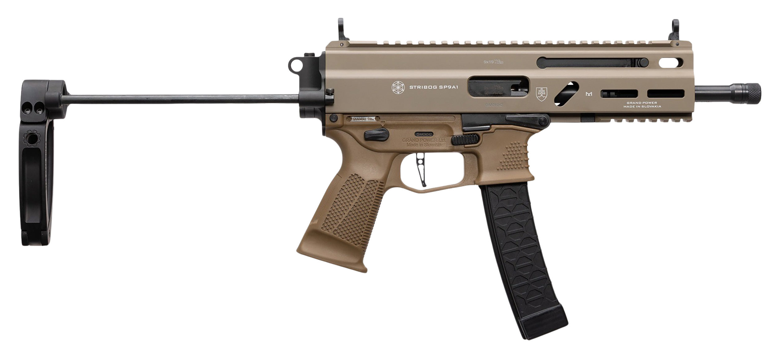 Grand Power(R) - 197892029940 - Stribog SP9A1 9mm Luger 8" Semi Auto 30+1 Flat Dark Earth Pistol