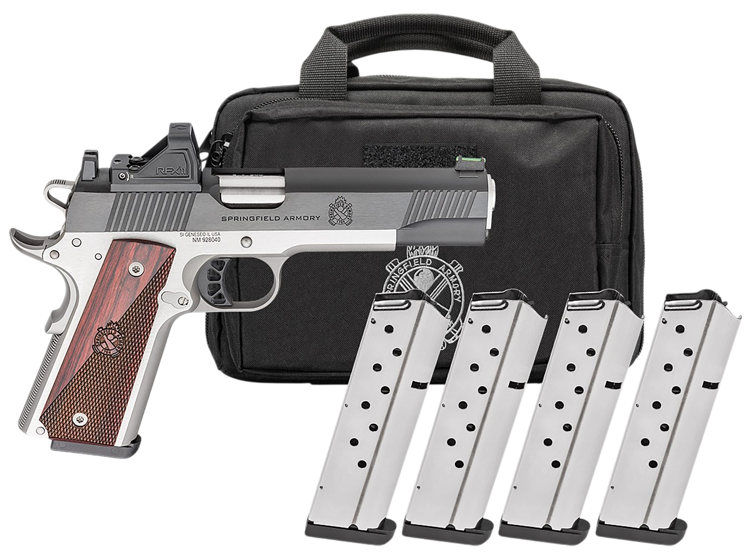 Springfield Armory(R) - PX9119LAOSPAC - 1911 Ronin AOS Gear Pac 9mm Luger 5" Semi Auto 9+1 Blued Stainless Pistol