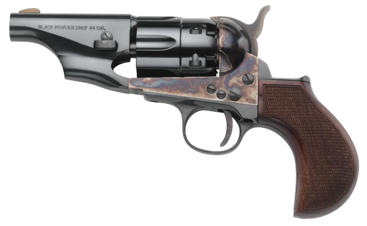 Taylor's & Co.(R) - 200017 - 1860 Snub Nose 44 Cal 3" Single Action 6 Casehardened Blued Walnut Revolver