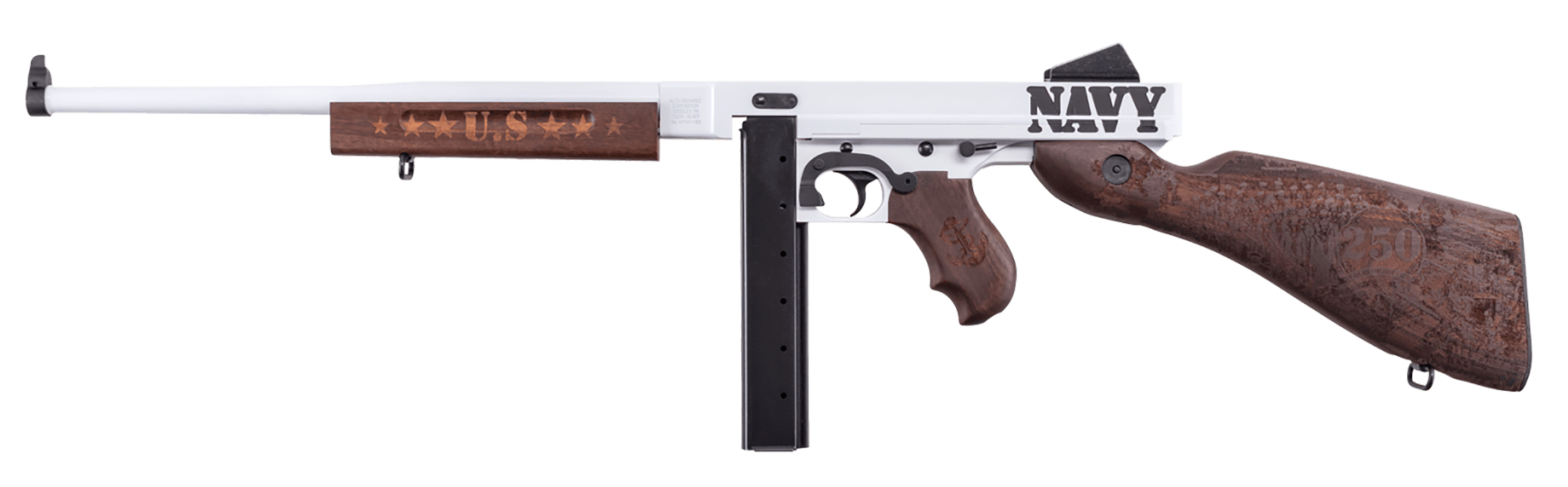 Auto-Ordnance TM1C5 - Thompson M1 Navy 250th Anniversary .45 ACP 16.5" Semi Auto 30+1 White/Black/Gold Rifle