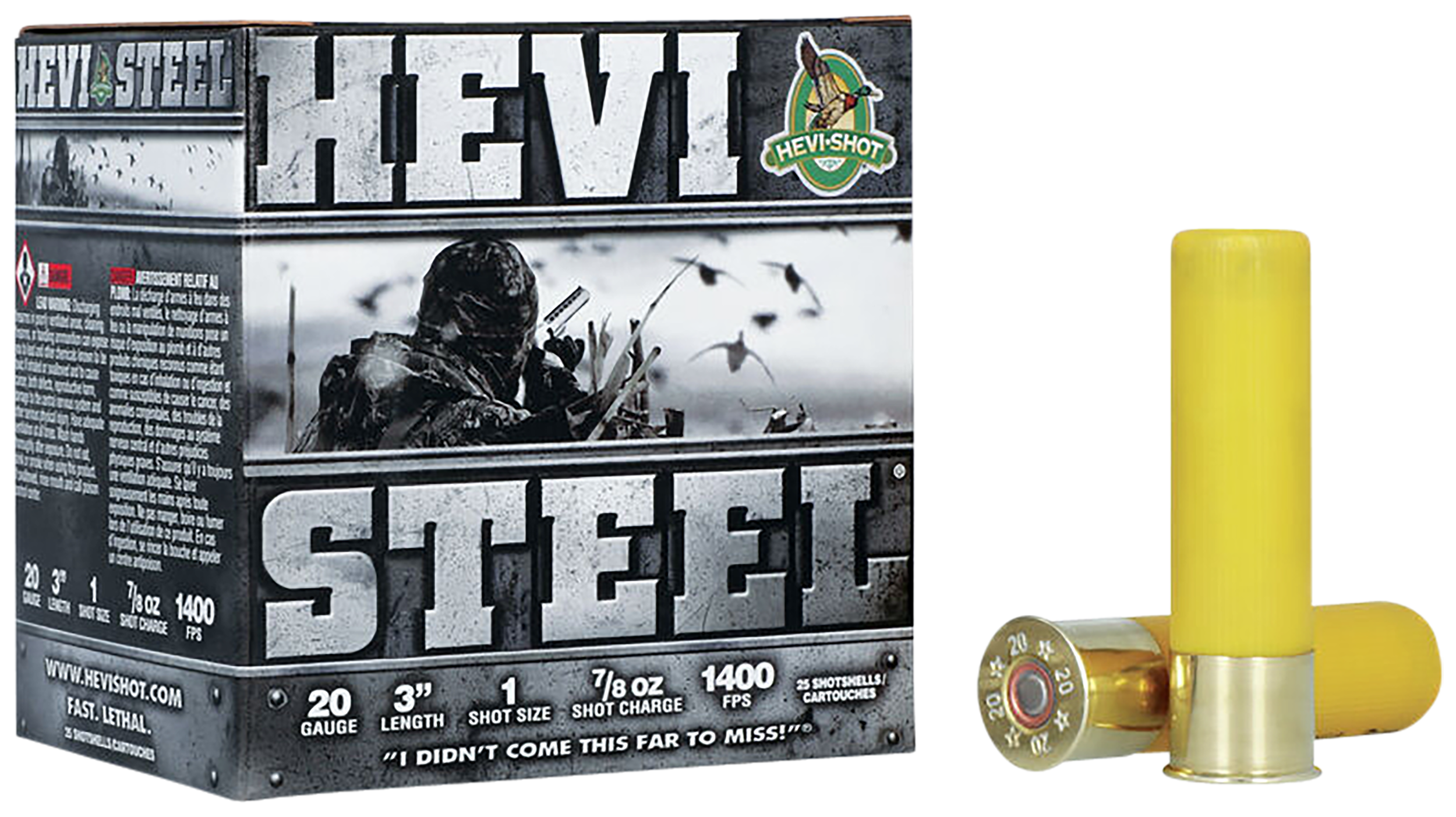 Hevi-Shot Hevi-Steel Waterfowl 20 Gauge Ammo 3" #1 Steel Shot 7/8 oz Box of 25