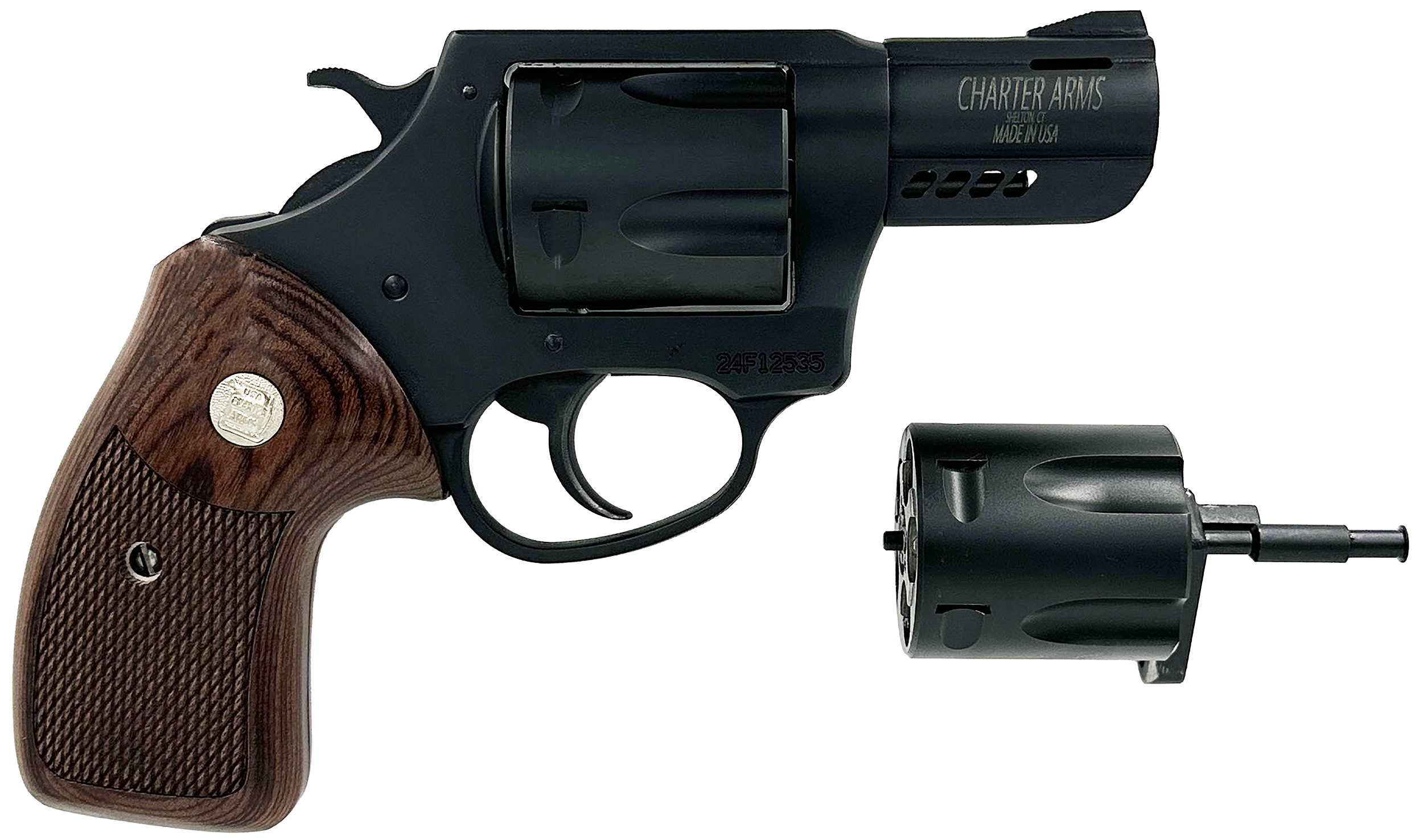 Charter Arms 13920 Mag Pug & Pitbull  38 Special 357 Mag 9mm 5 Shot 2.2 Black Passivate Classic Walnut Wood Grip